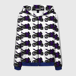 Толстовка 3D на молнии мужская The motorcycle is dark purple, цвет: 3D-синий
