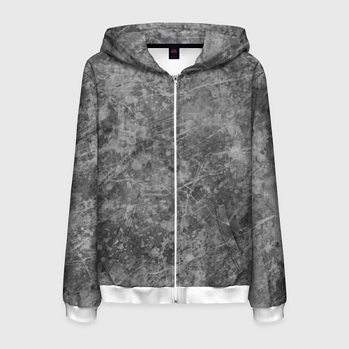 Мужская толстовка на молнии Абстракция - grey polished chip / 3D-Белый – фото 1