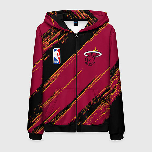 Мужская толстовка на молнии Майами Хит - цвета команды / 3D-Черный – фото 1