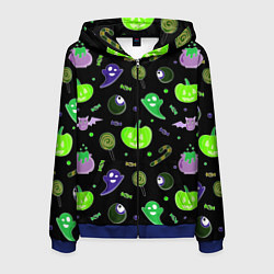 Толстовка 3D на молнии мужская Halloween black pumpkin pattern, цвет: 3D-синий