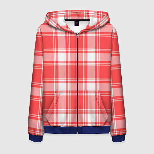 Мужская толстовка на молнии Checked red white / 3D-Синий – фото 1