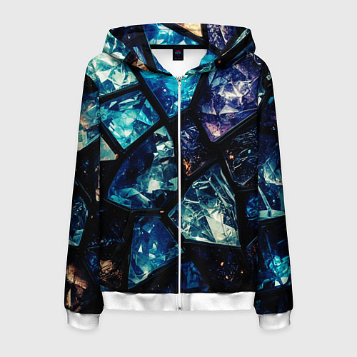 Мужская толстовка на молнии Текстура драгоценных камней / 3D-Белый – фото 1