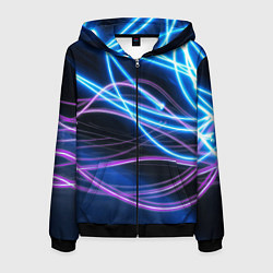 Мужская толстовка на молнии Неоновая абстракция на темном