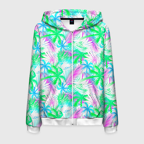 Мужская толстовка на молнии Palm green light blue / 3D-Белый – фото 1