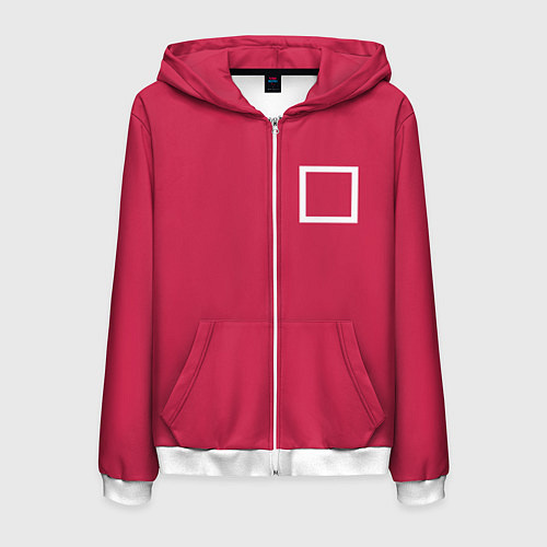 Мужская толстовка на молнии Страж Squid game квадрат / 3D-Белый – фото 1
