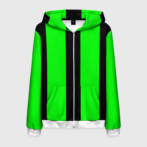 Мужская толстовка на молнии Color green black line / 3D-Белый – фото 1