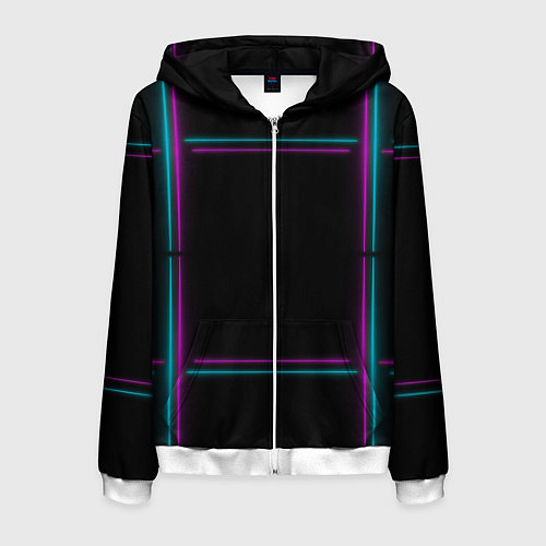 Мужская толстовка на молнии Neon pink light blue / 3D-Белый – фото 1