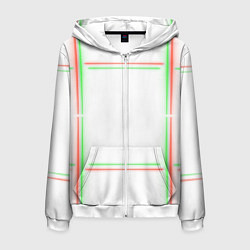 Толстовка 3D на молнии мужская Neon light green red, цвет: 3D-белый