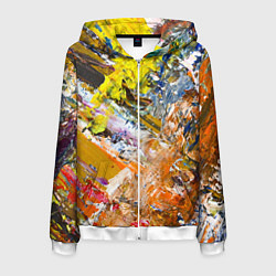 Толстовка 3D на молнии мужская Живая Абстракция: Поток Цветов и Форм в Постоянном, цвет: 3D-белый