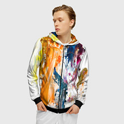 Толстовка 3D на молнии мужская Разноцветные мазки кисти на палитре художника, цвет: 3D-черный — фото 2