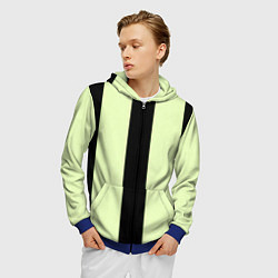 Толстовка 3D на молнии мужская Color light green black line, цвет: 3D-синий — фото 2