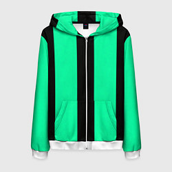 Толстовка 3D на молнии мужская Color turquoise black line, цвет: 3D-белый