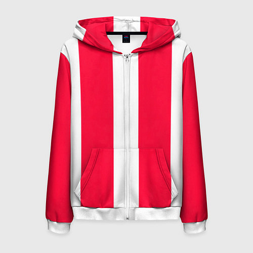 Мужская толстовка на молнии Color red white line / 3D-Белый – фото 1