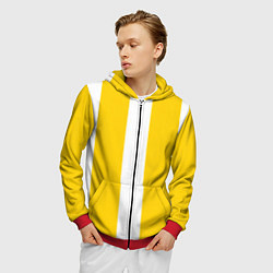 Толстовка 3D на молнии мужская Color yellow white line, цвет: 3D-красный — фото 2