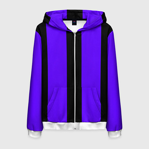 Мужская толстовка на молнии Color purple black stripes / 3D-Белый – фото 1