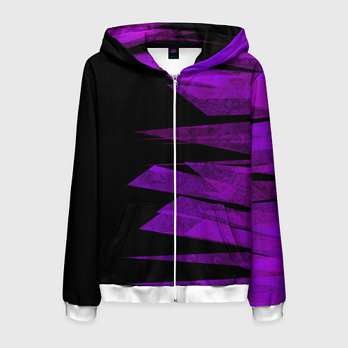 Мужская толстовка на молнии Color purple black stripes / 3D-Белый – фото 1