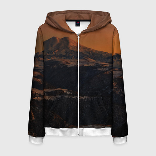 Мужская толстовка на молнии Эльбрус / 3D-Белый – фото 1