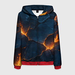 Мужская толстовка на молнии Разлом плит с огнем