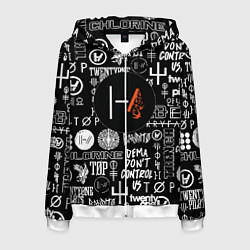 Толстовка 3D на молнии мужская Twenty one pilots rock logo, цвет: 3D-белый