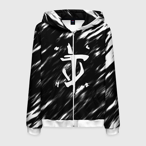 Мужская толстовка на молнии Doom штрихи красок / 3D-Белый – фото 1