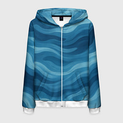 Толстовка 3D на молнии мужская Камуфляжные синие волны, цвет: 3D-белый