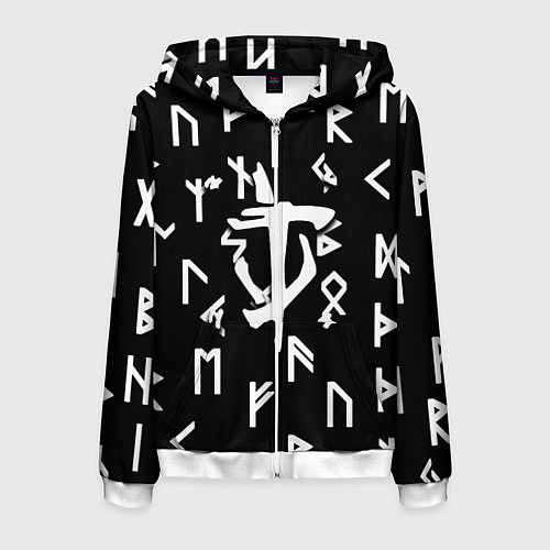 Мужская толстовка на молнии Doom магические символы / 3D-Белый – фото 1