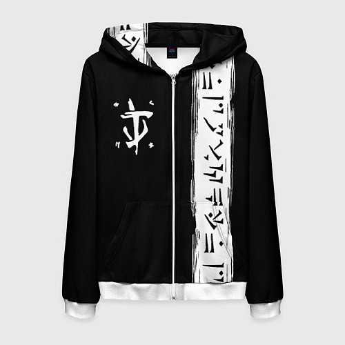 Мужская толстовка на молнии Doom символы марса / 3D-Белый – фото 1