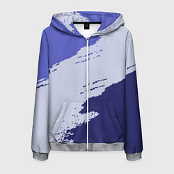 Толстовка 3D на молнии мужская Сине-голубые неравномерные полосы, цвет: 3D-меланж