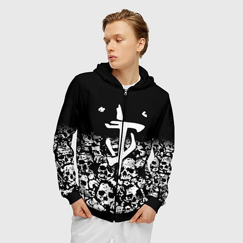 Мужская толстовка на молнии Doom черепа / 3D-Черный – фото 3
