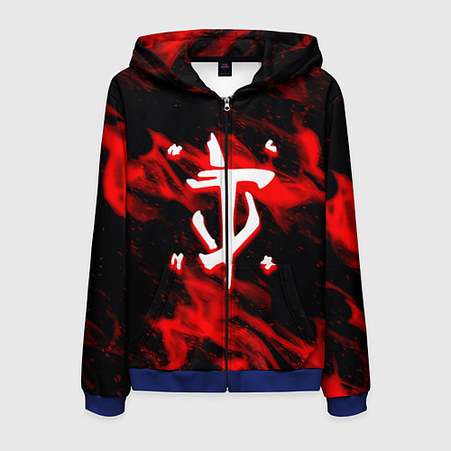 Мужская толстовка на молнии Doom красный огонь марса / 3D-Синий – фото 1