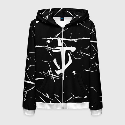 Мужская толстовка на молнии Doom logo штрихи / 3D-Белый – фото 1