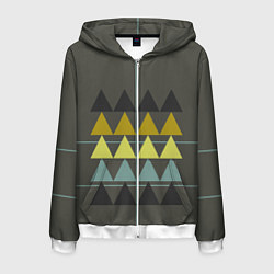 Толстовка 3D на молнии мужская Абстрактный лес геометрический, цвет: 3D-белый