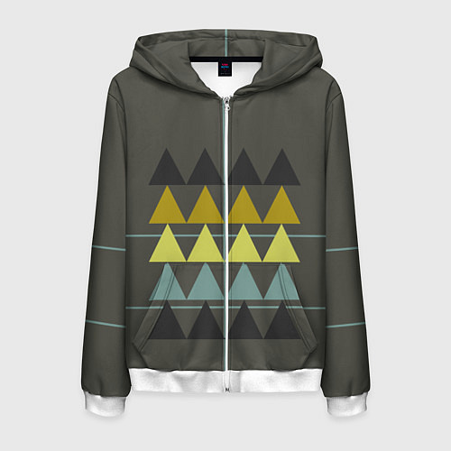 Мужская толстовка на молнии Абстрактный лес геометрический / 3D-Белый – фото 1