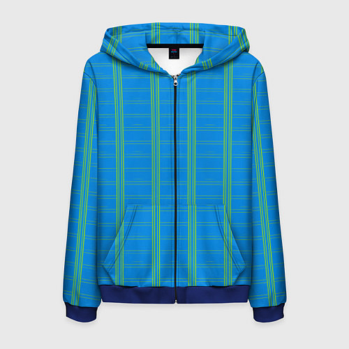 Мужская толстовка на молнии Color light blue cage / 3D-Синий – фото 1