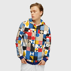 Толстовка 3D на молнии мужская Геометрический балаган, цвет: 3D-синий — фото 2