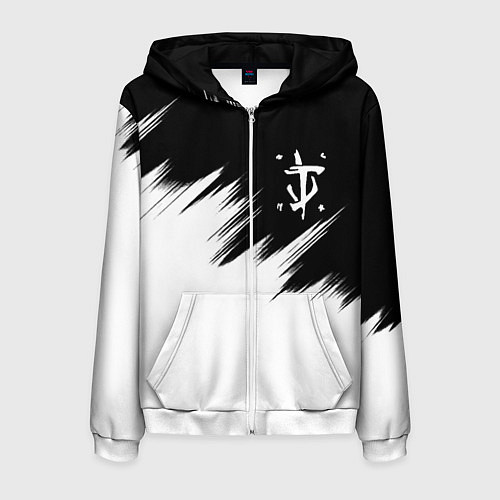 Мужская толстовка на молнии Doom краски черно белый / 3D-Белый – фото 1