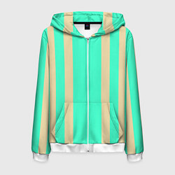Толстовка 3D на молнии мужская Color blue beige stripes, цвет: 3D-белый