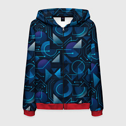 Толстовка 3D на молнии мужская Футуристическая сине-фиолетовая абстракция с хакер, цвет: 3D-красный