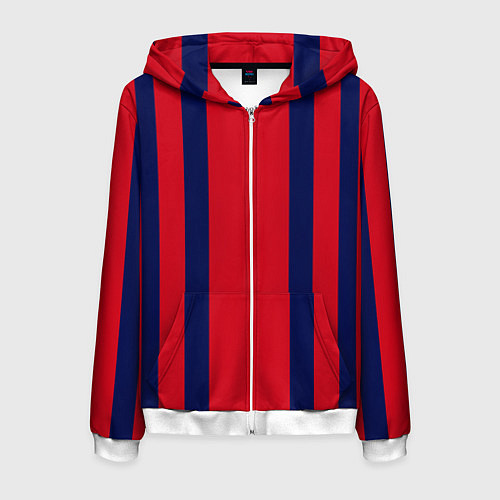Мужская толстовка на молнии Color black red stripes / 3D-Белый – фото 1