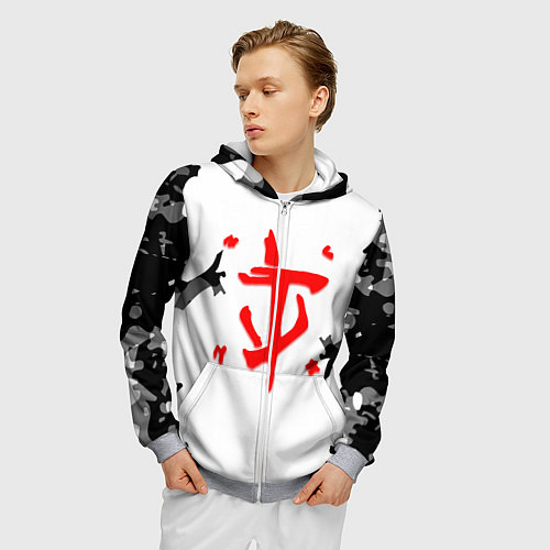 Мужская толстовка на молнии Doom лого камуфляж текстура / 3D-Меланж – фото 3