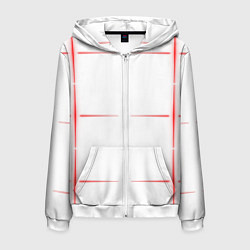 Толстовка 3D на молнии мужская Color white red stripes, цвет: 3D-белый