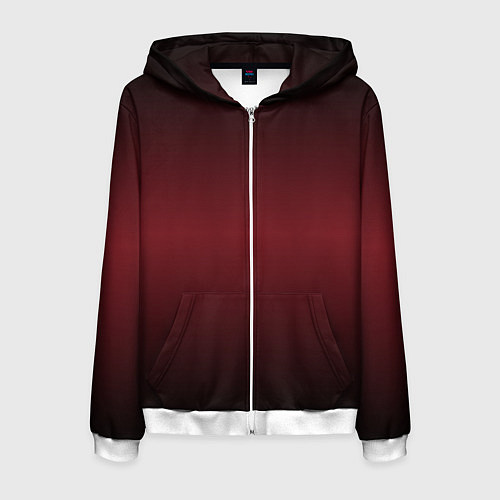 Мужская толстовка на молнии Градиент темно-бордовый / 3D-Белый – фото 1