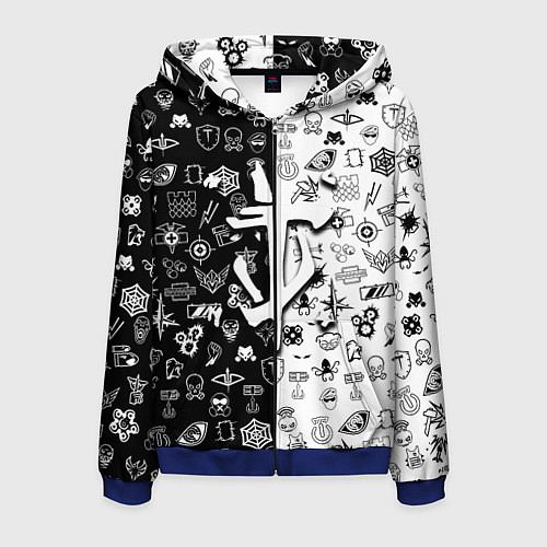 Мужская толстовка на молнии Doom ачивки паттерн / 3D-Синий – фото 1