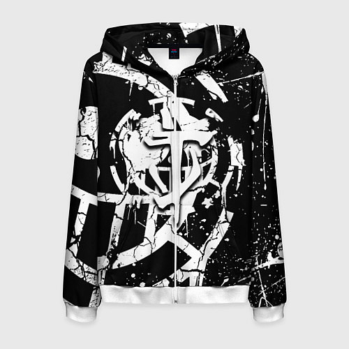 Мужская толстовка на молнии Doom smile game / 3D-Белый – фото 1