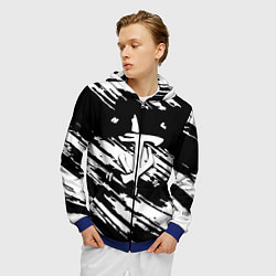 Толстовка 3D на молнии мужская Doom краски полосы, цвет: 3D-синий — фото 2