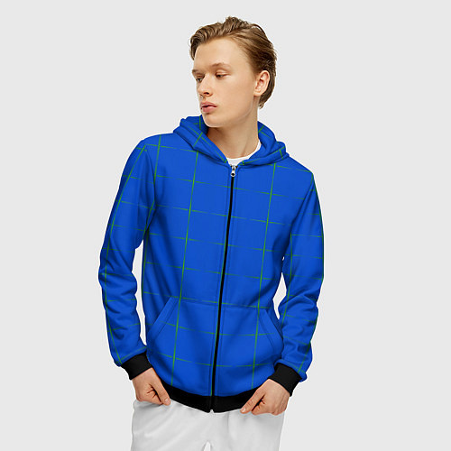 Мужская толстовка на молнии Color blue stripes / 3D-Черный – фото 3