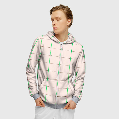 Мужская толстовка на молнии Color white stripes / 3D-Меланж – фото 3