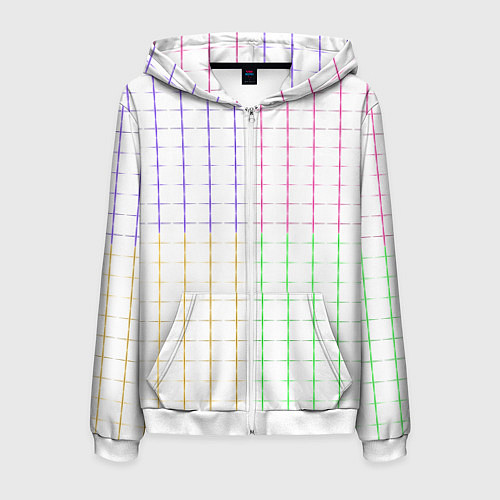 Мужская толстовка на молнии Color white multicolored stripes / 3D-Белый – фото 1
