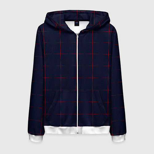Мужская толстовка на молнии Color dark blue red crosses / 3D-Белый – фото 1
