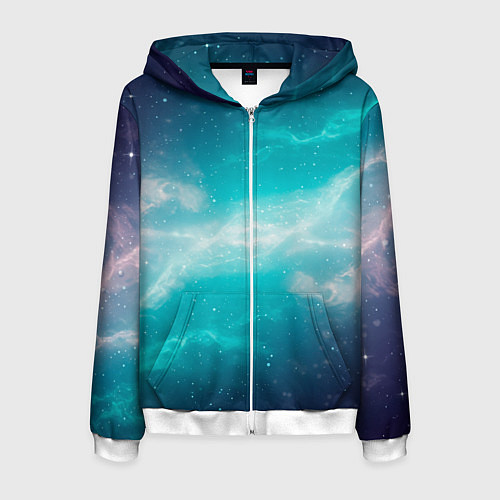 Мужская толстовка на молнии Галактическое сияние небес / 3D-Белый – фото 1
